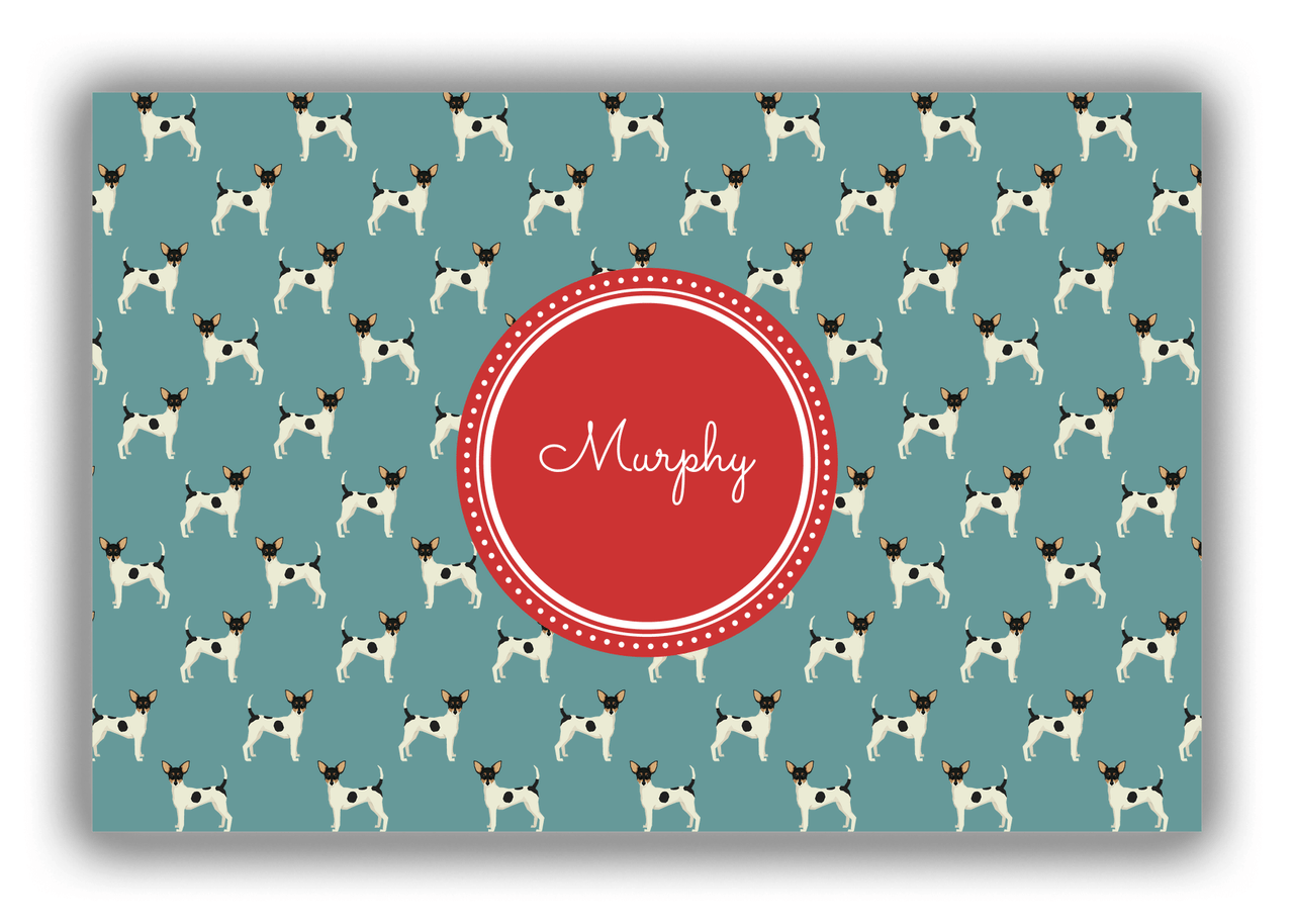 Personalized Dogs Canvas Wrap & Photo Print IX - Teal Background - Toy Fox Terrier - Front View
