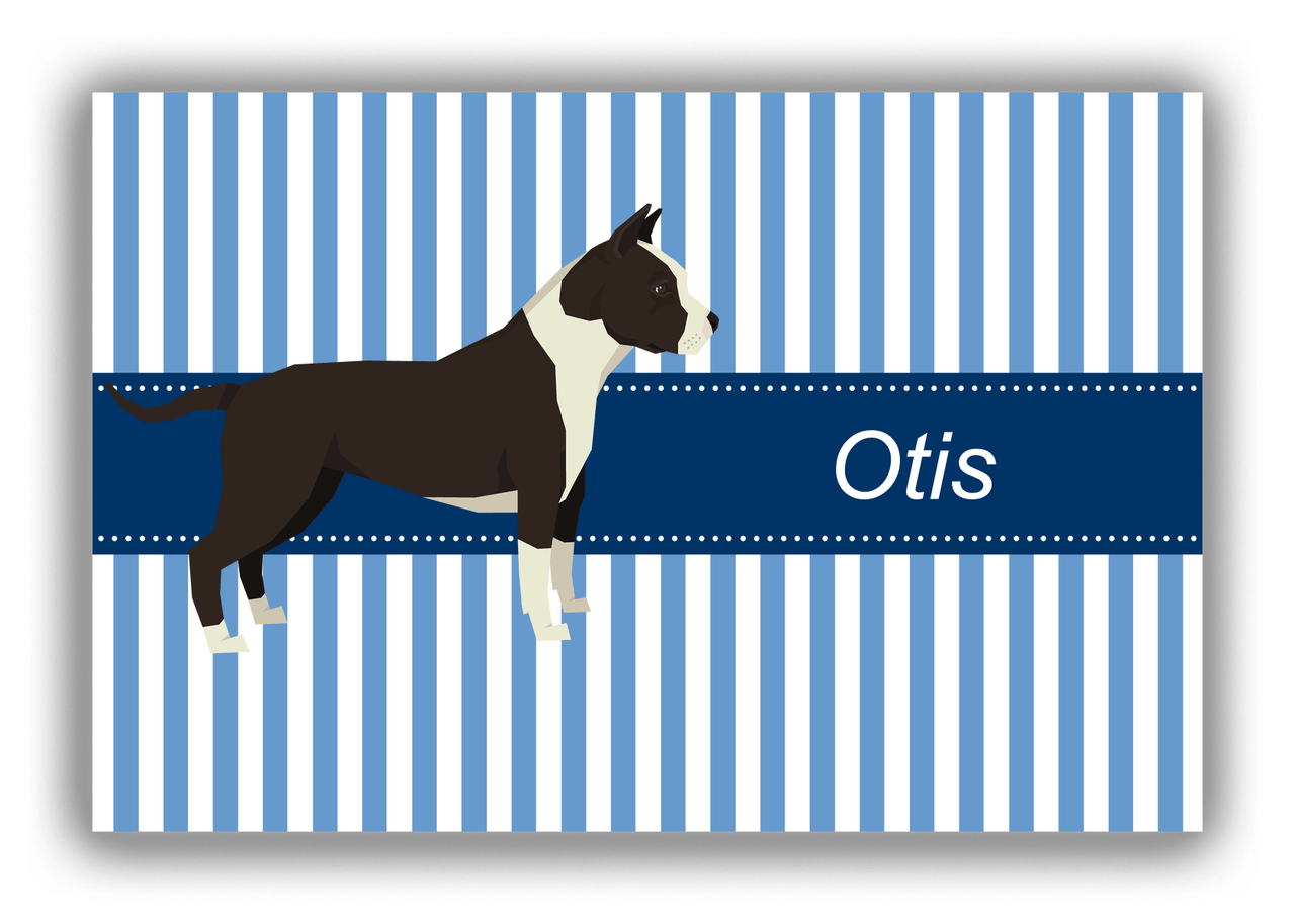 Personalized Dogs Canvas Wrap & Photo Print X - Blue Background - American Staffordshire - Front View