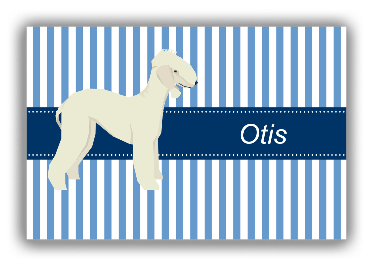 Personalized Dogs Canvas Wrap & Photo Print X - Blue Background - Bedlington Terrier - Front View