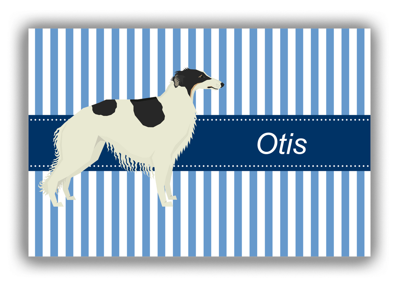 Personalized Dogs Canvas Wrap & Photo Print X - Blue Background - Borzoi - Front View