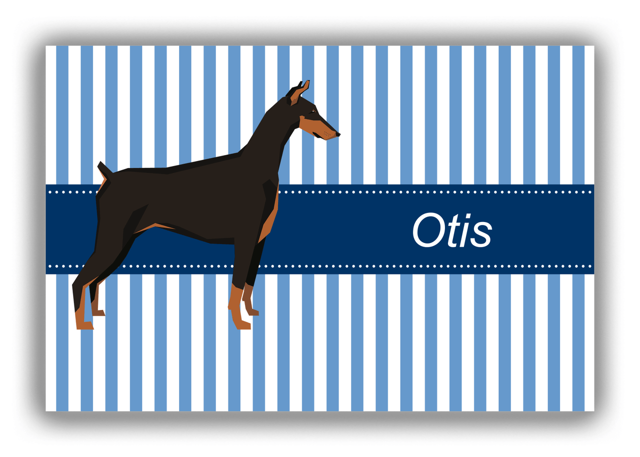 Personalized Dogs Canvas Wrap & Photo Print X - Blue Background - Doberman - Front View