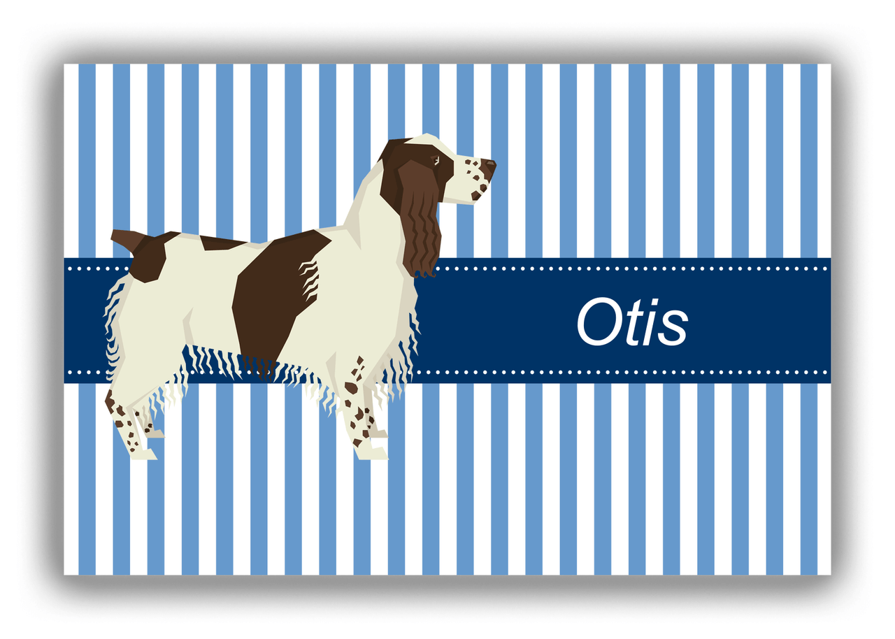 Personalized Dogs Canvas Wrap & Photo Print X - Blue Background - English Springer Spaniel - Front View