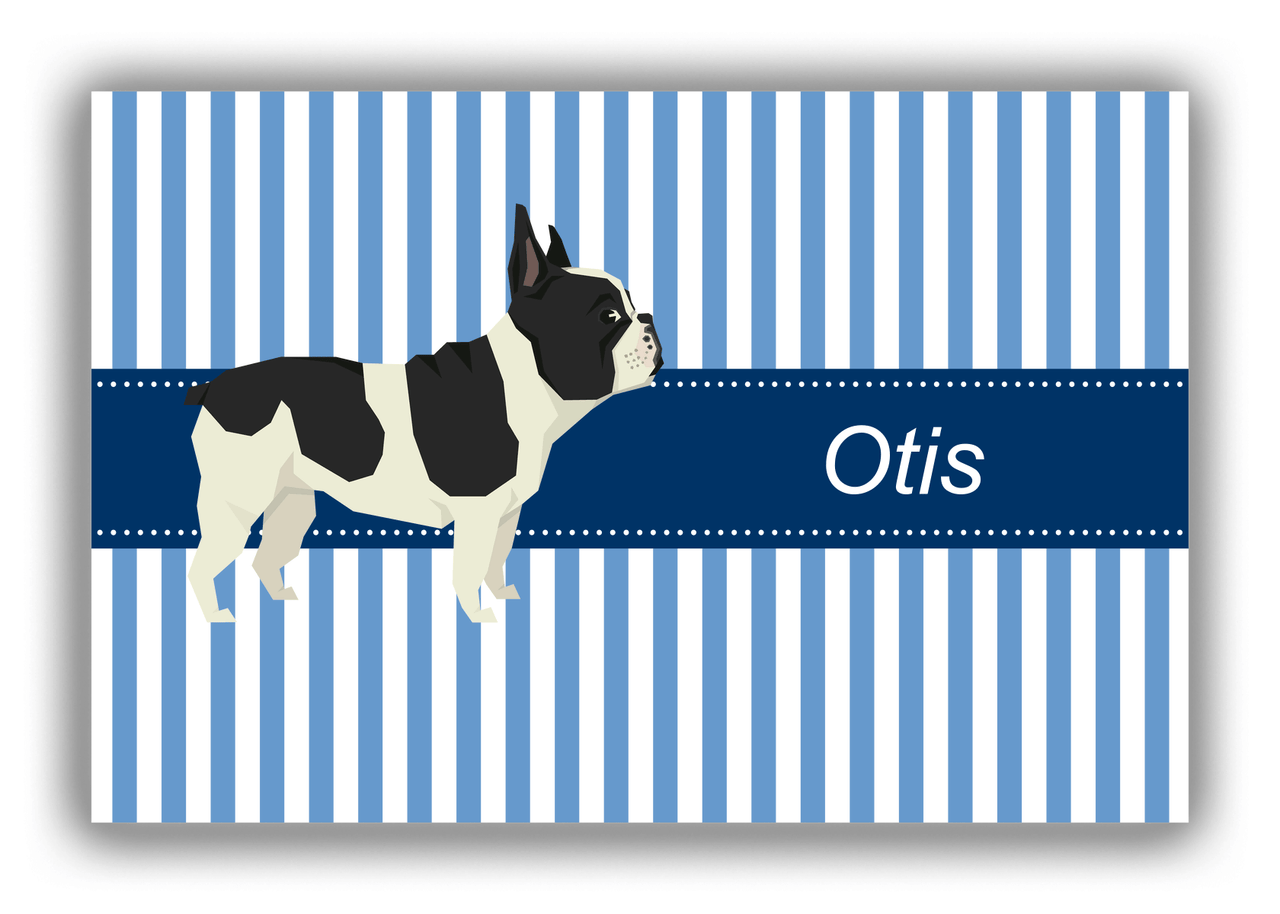 Personalized Dogs Canvas Wrap & Photo Print X - Blue Background - French Bulldog - Front View