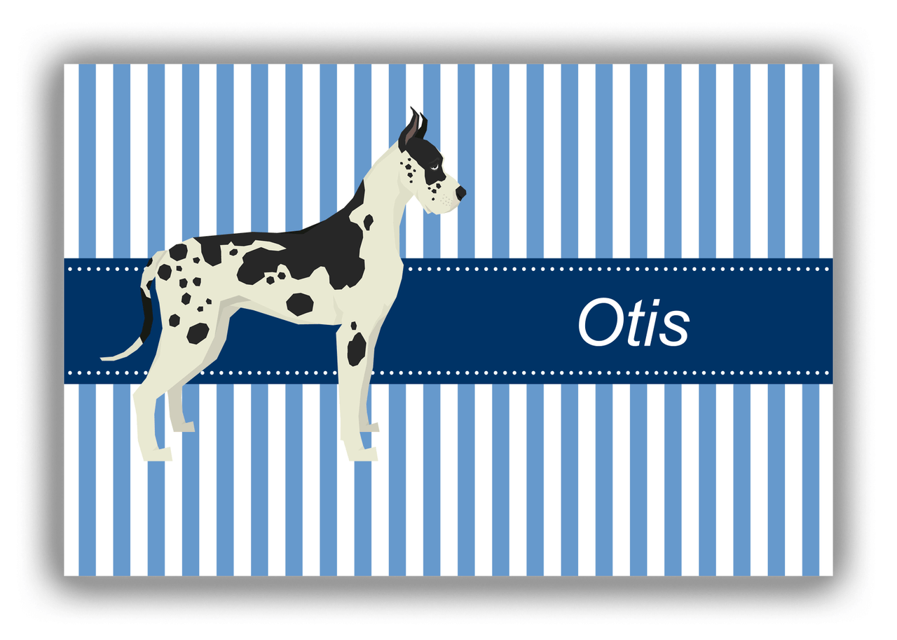 Personalized Dogs Canvas Wrap & Photo Print X - Blue Background - Great Dane - Front View