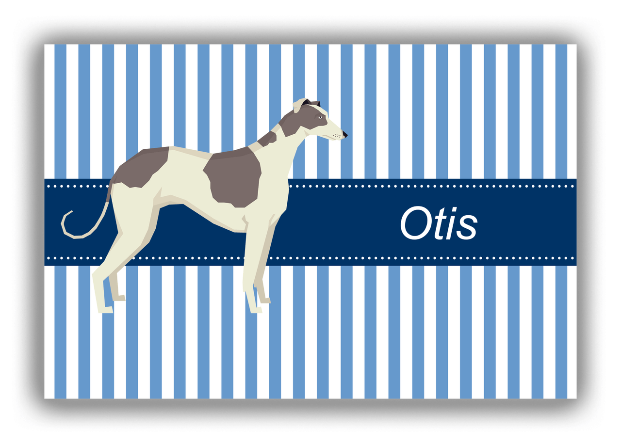 Personalized Dogs Canvas Wrap & Photo Print X - Blue Background - Greyhound - Front View