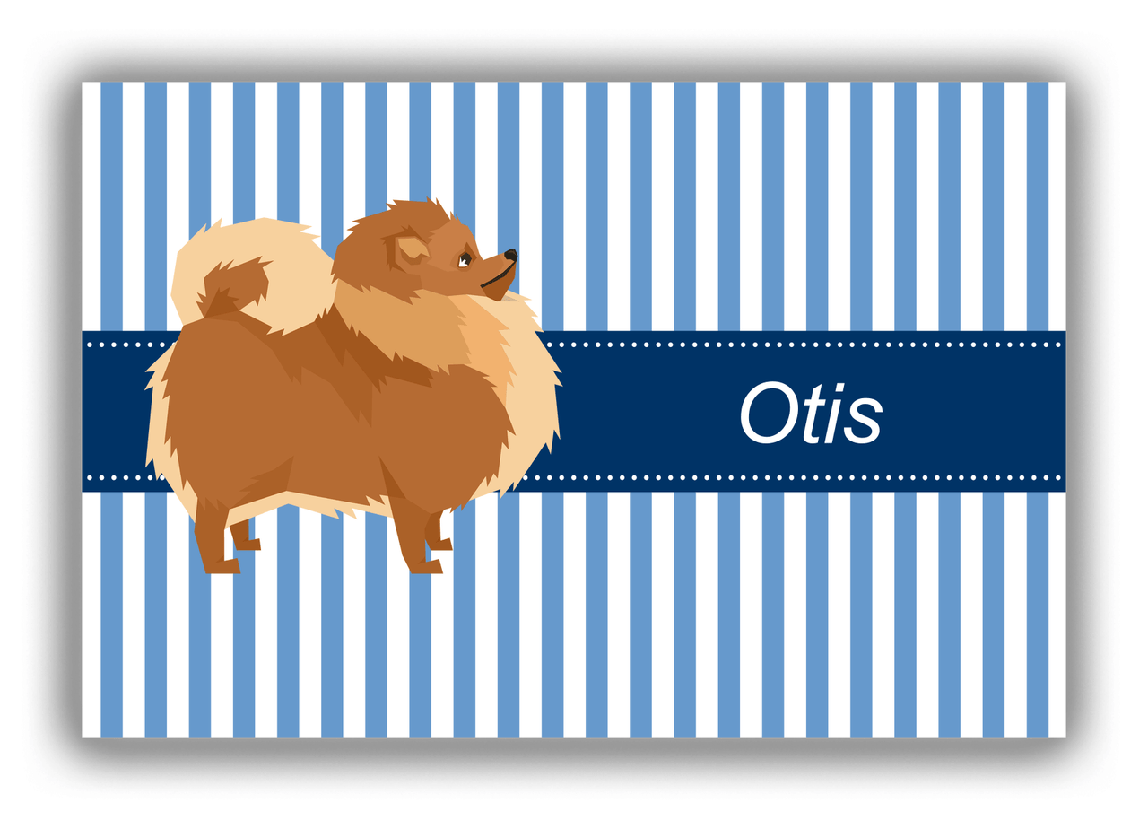 Personalized Dogs Canvas Wrap & Photo Print X - Blue Background - Pomeranian - Front View