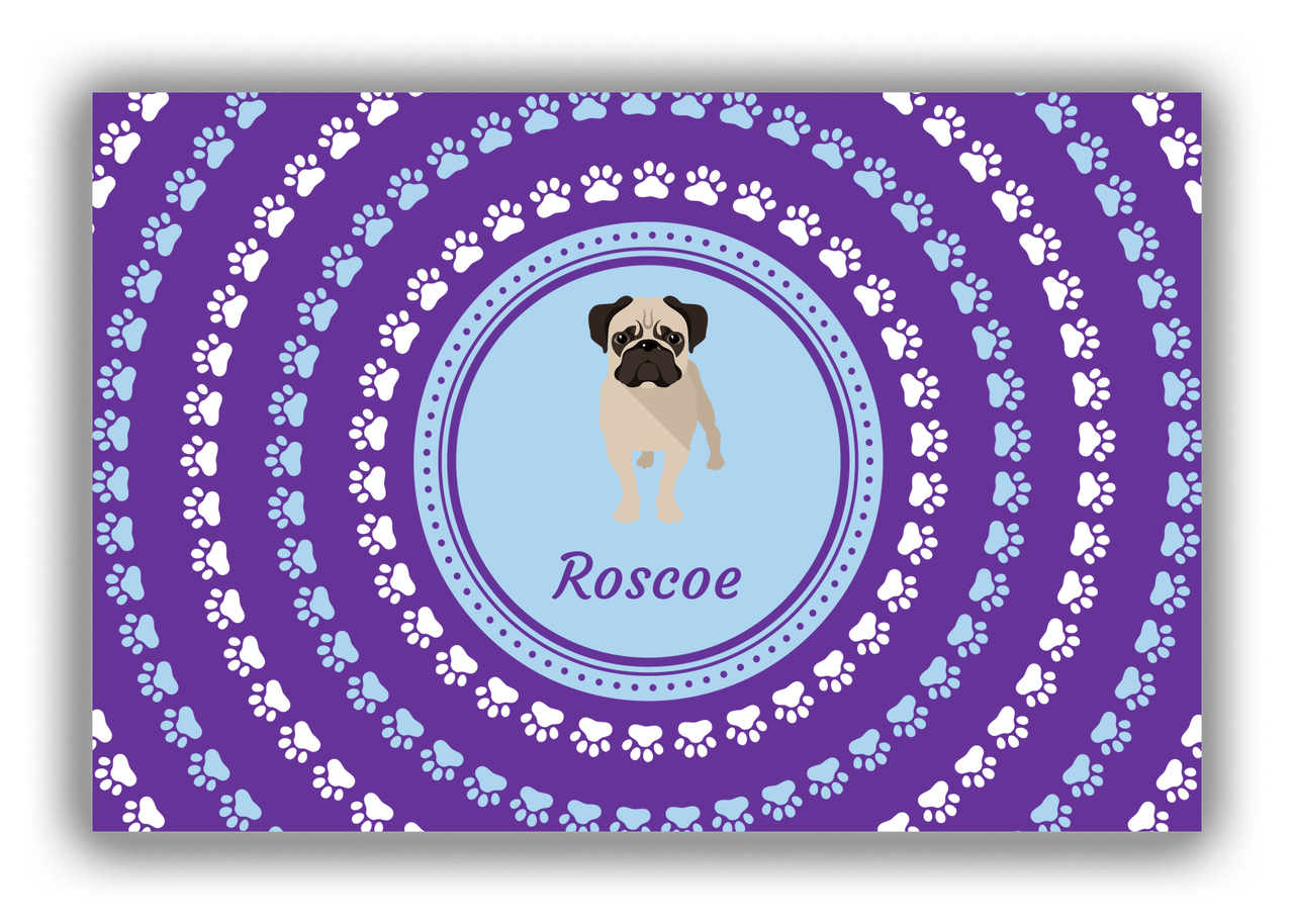 Personalized Dogs Canvas Wrap & Photo Print XII - Purple Background - Pug - Front View