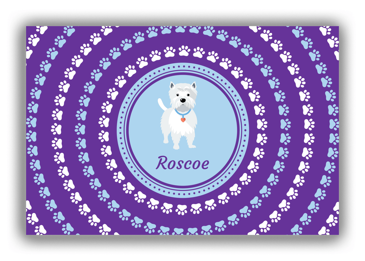 Personalized Dogs Canvas Wrap & Photo Print XII - Purple Background - Westie - Front View