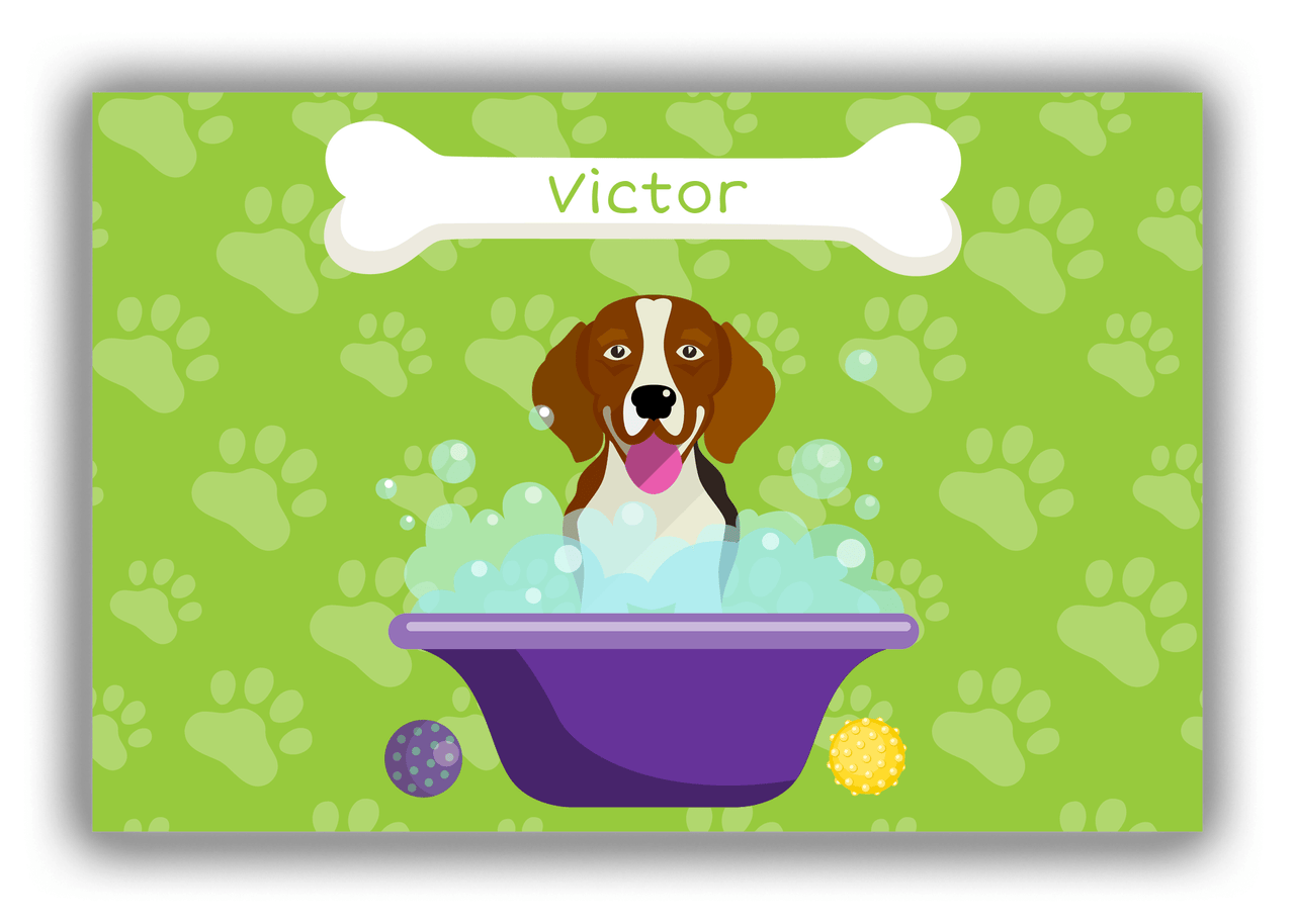 Personalized Dogs Canvas Wrap & Photo Print XV - Green Background - Beagle - Front View