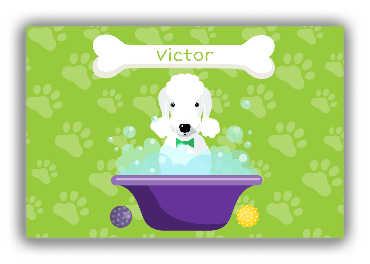 Personalized Dogs Canvas Wrap & Photo Print XV - Green Background - Bedlington Terrier - Front View