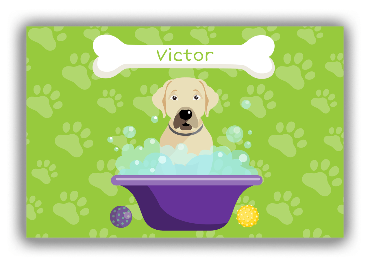 Personalized Dogs Canvas Wrap & Photo Print XV - Green Background - Labrador Retriever - Front View