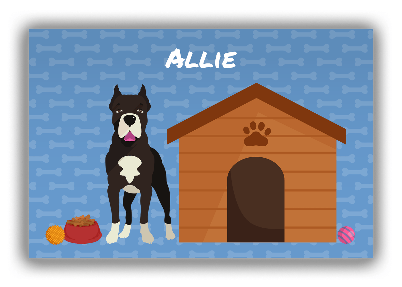 Personalized Dogs Canvas Wrap & Photo Print XVI - Blue Background - American Staffordshire Terrier - Front View