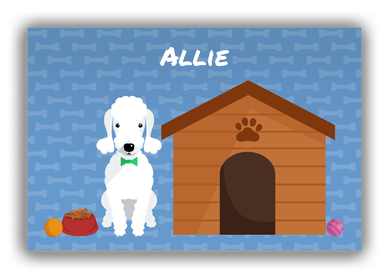 Personalized Dogs Canvas Wrap & Photo Print XVI - Blue Background - Bedlington Terrier - Front View