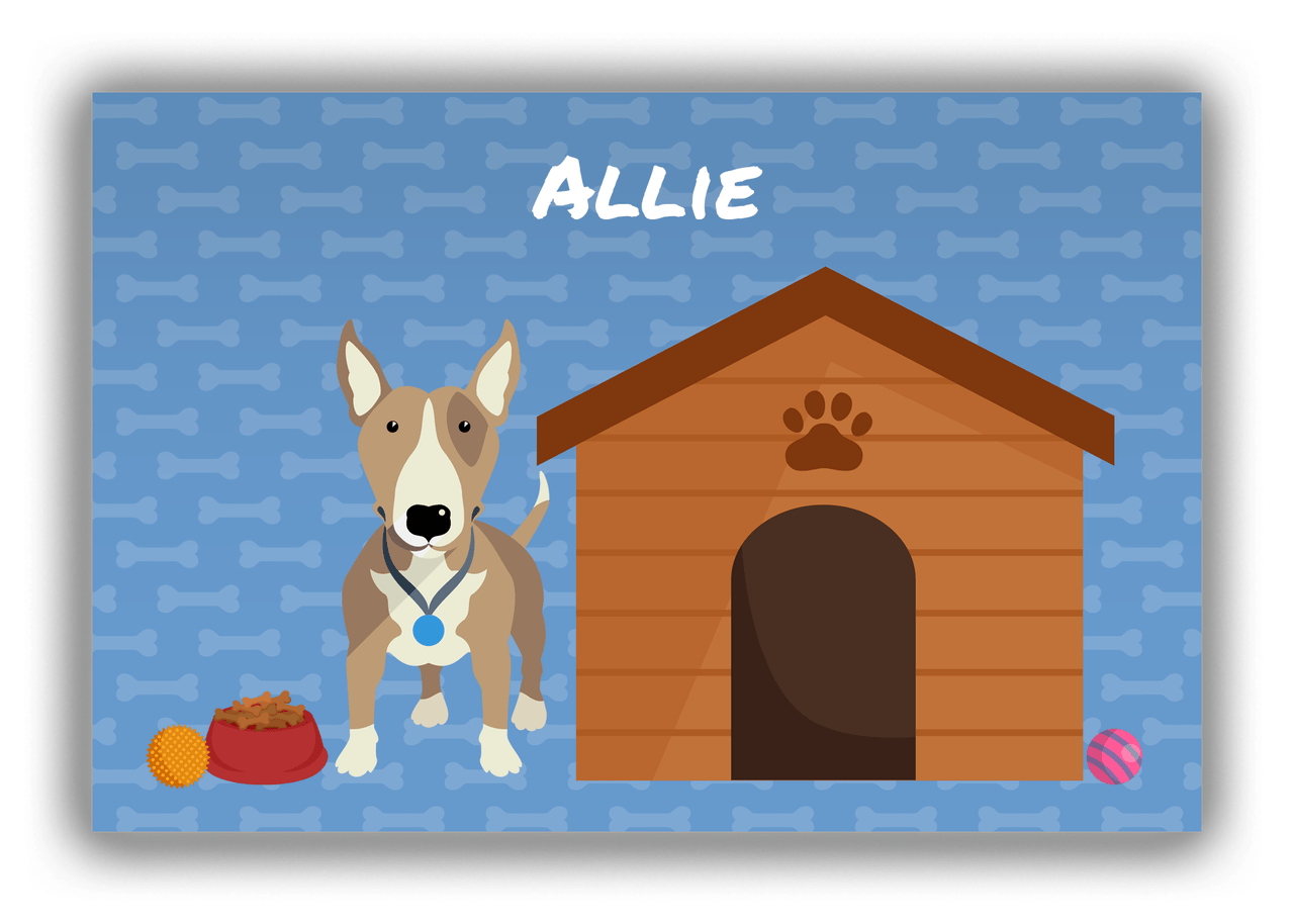 Personalized Dogs Canvas Wrap & Photo Print XVI - Blue Background - Bull Terrier - Front View