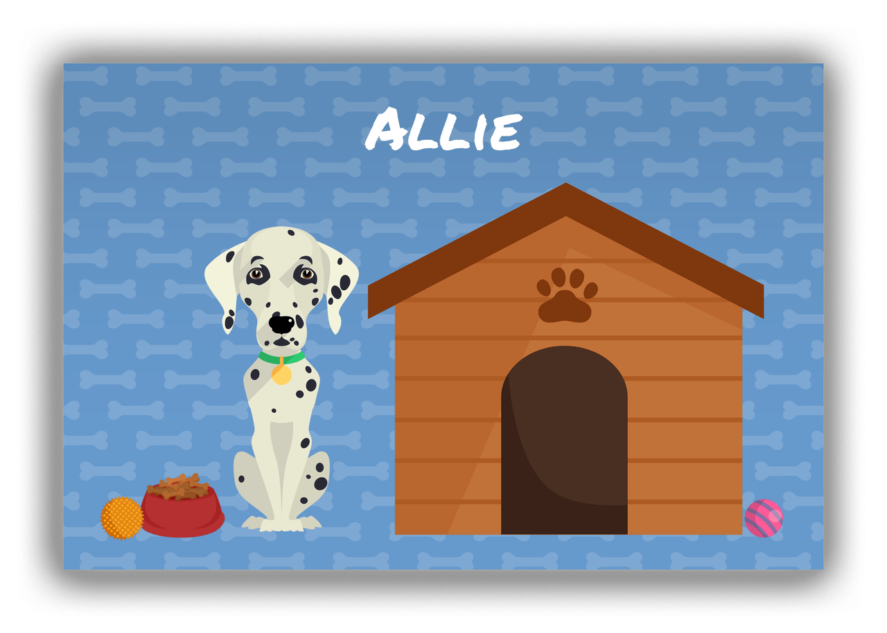Personalized Dogs Canvas Wrap & Photo Print XVI - Blue Background - Dalmatian - Front View