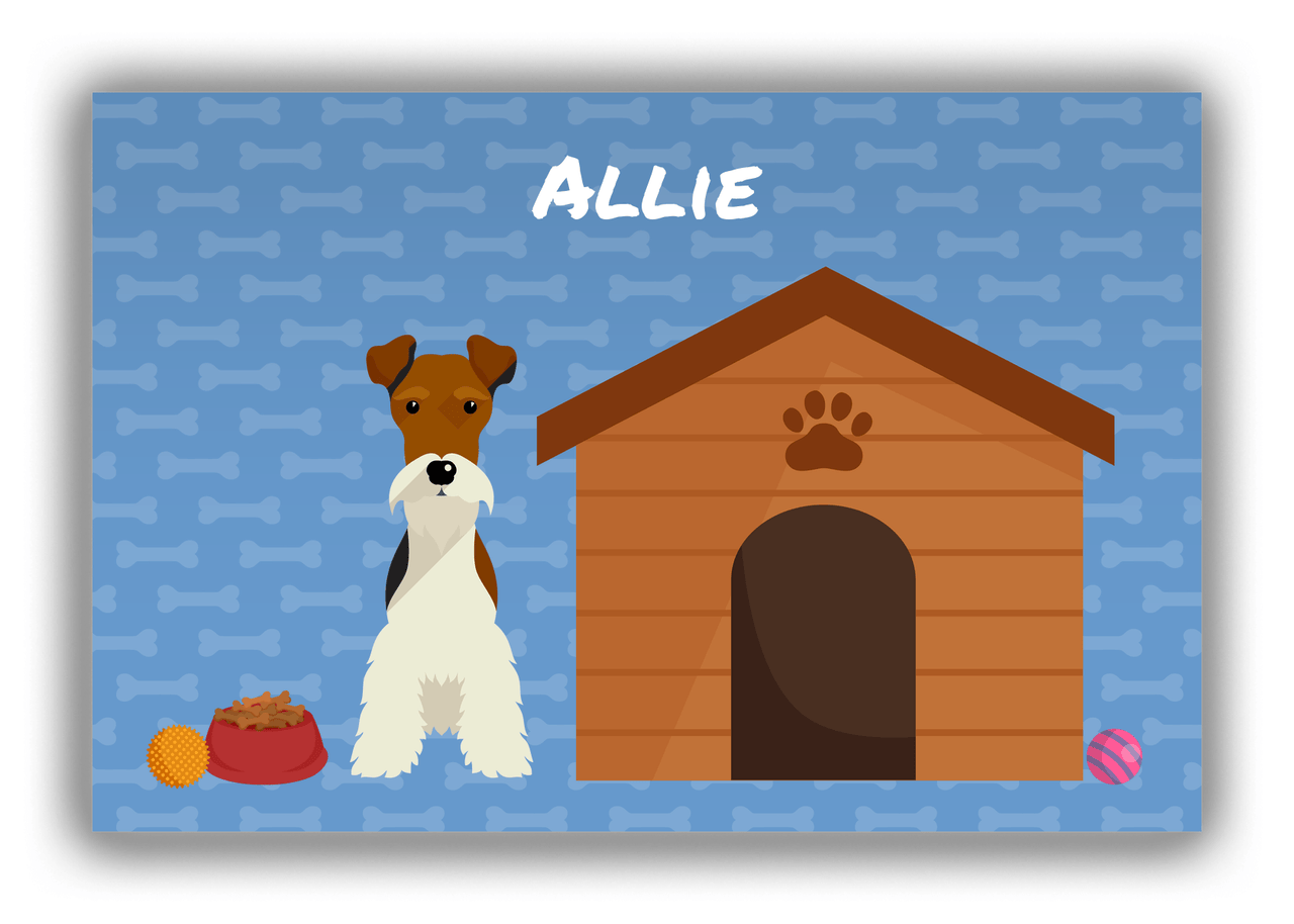 Personalized Dogs Canvas Wrap & Photo Print XVI - Blue Background - Fox Terrier - Front View
