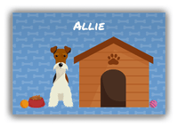 Thumbnail for Personalized Dogs Canvas Wrap & Photo Print XVI - Blue Background - Fox Terrier - Front View