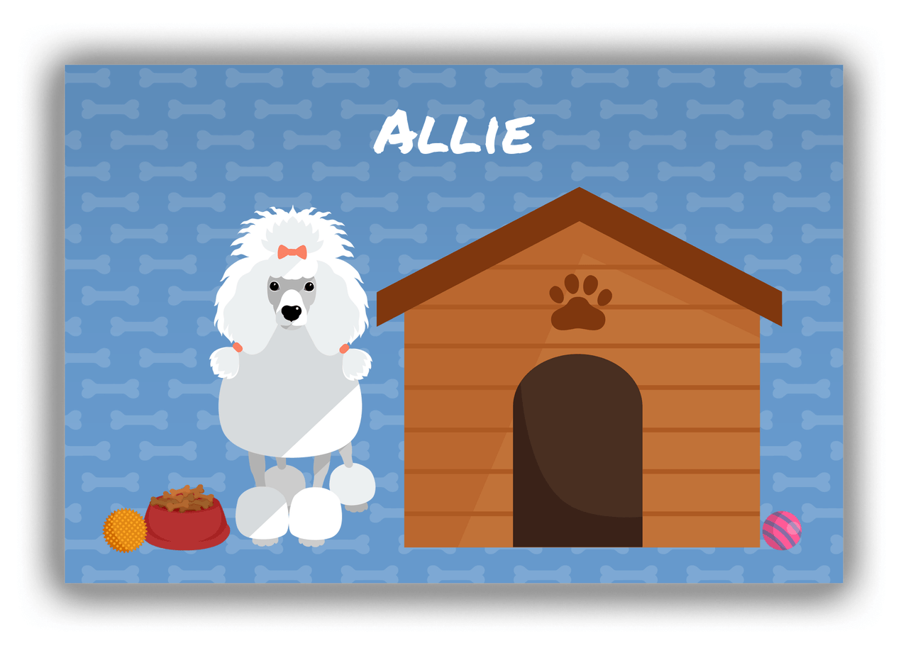 Personalized Dogs Canvas Wrap & Photo Print XVI - Blue Background - Poodle - Front View