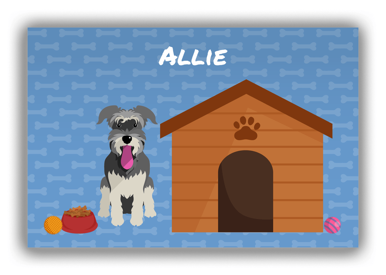 Personalized Dogs Canvas Wrap & Photo Print XVI - Blue Background - Schnauzer - Front View