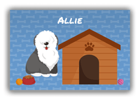 Thumbnail for Personalized Dogs Canvas Wrap & Photo Print XVI - Blue Background - Sheep Dog - Front View