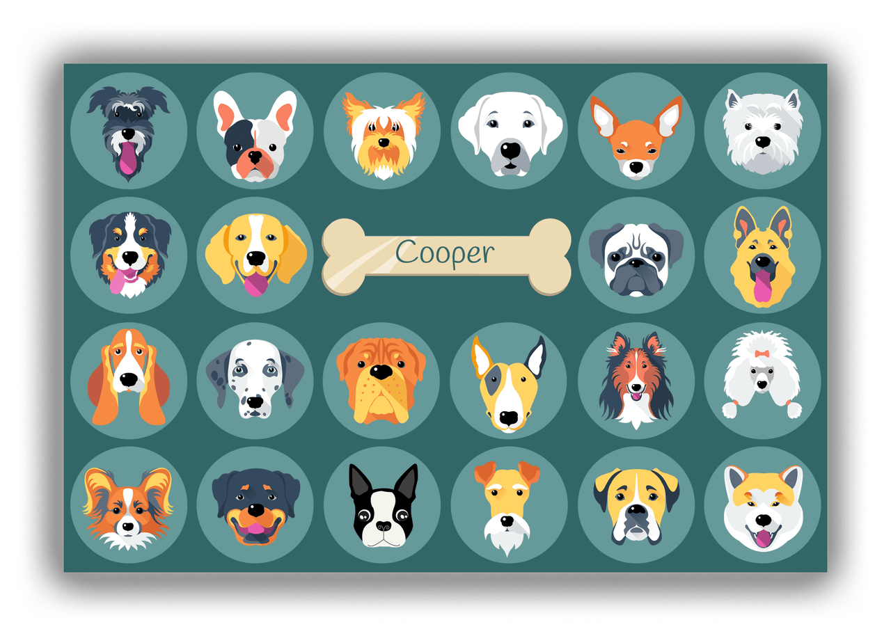 Personalized Dogs Canvas Wrap & Photo Print XVIII - Bubble Dogs - Teal Background - Front View