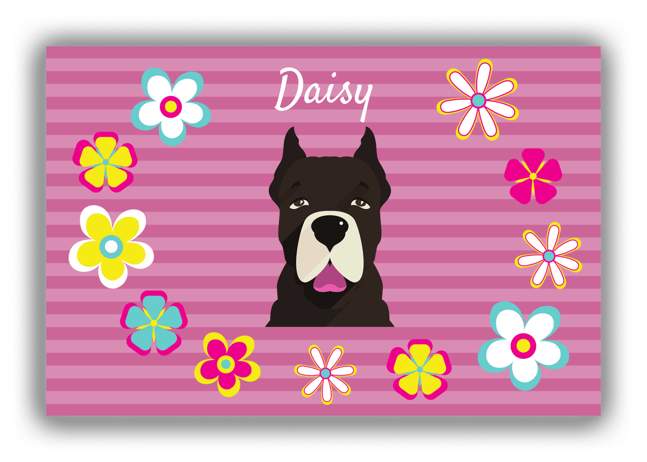 Personalized Dogs Canvas Wrap & Photo Print XIX - Pink Background - American Staffordshire Terrier - Front View