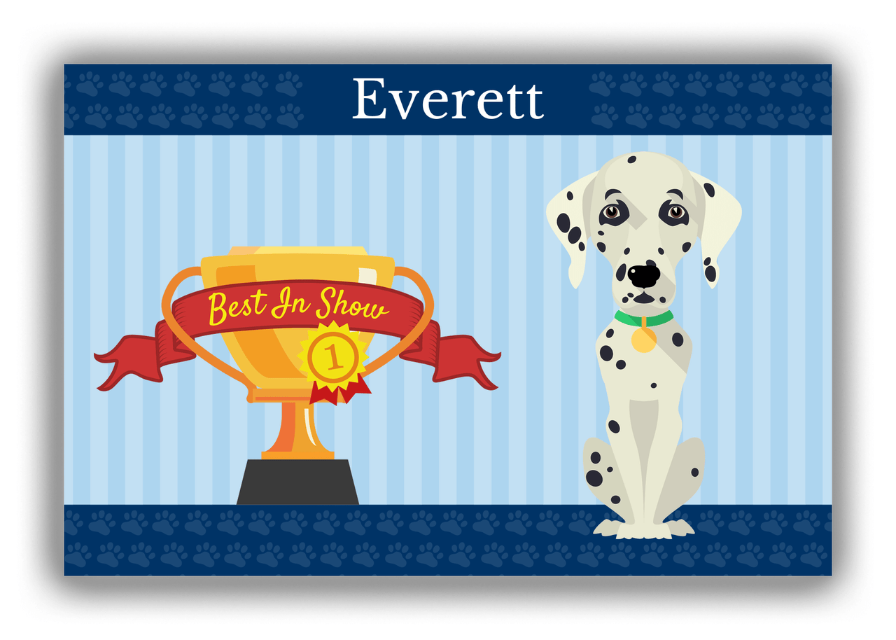 Personalized Dogs Canvas Wrap & Photo Print XX - Blue Background - Dalmatian - Front View