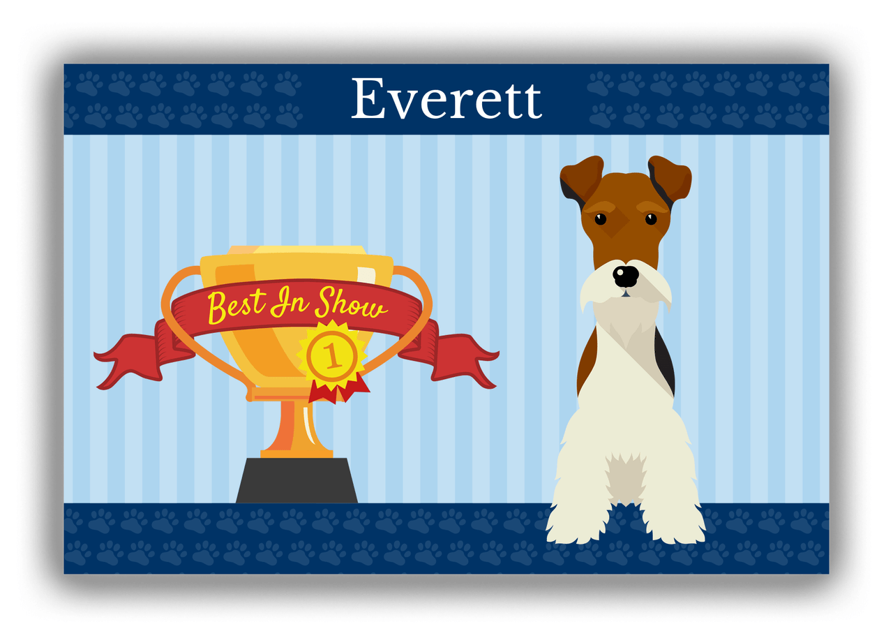 Personalized Dogs Canvas Wrap & Photo Print XX - Blue Background - Fox Terrier - Front View