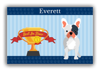 Thumbnail for Personalized Dogs Canvas Wrap & Photo Print XX - Blue Background - French Bulldog - Front View