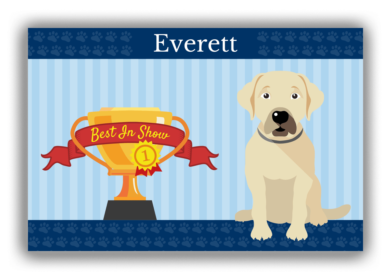 Personalized Dogs Canvas Wrap & Photo Print XX - Blue Background - Labrador - Front View