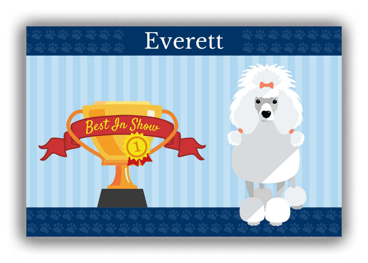 Personalized Dogs Canvas Wrap & Photo Print XX - Blue Background - Poodle - Front View