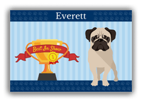Thumbnail for Personalized Dogs Canvas Wrap & Photo Print XX - Blue Background - Pug - Front View