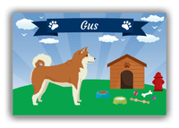Thumbnail for Personalized Dogs Canvas Wrap & Photo Print XXII - Blue Background - Akita Inu - Front View