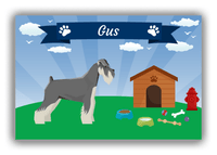 Thumbnail for Personalized Dogs Canvas Wrap & Photo Print XXII - Blue Background - Schnauzer - Front View
