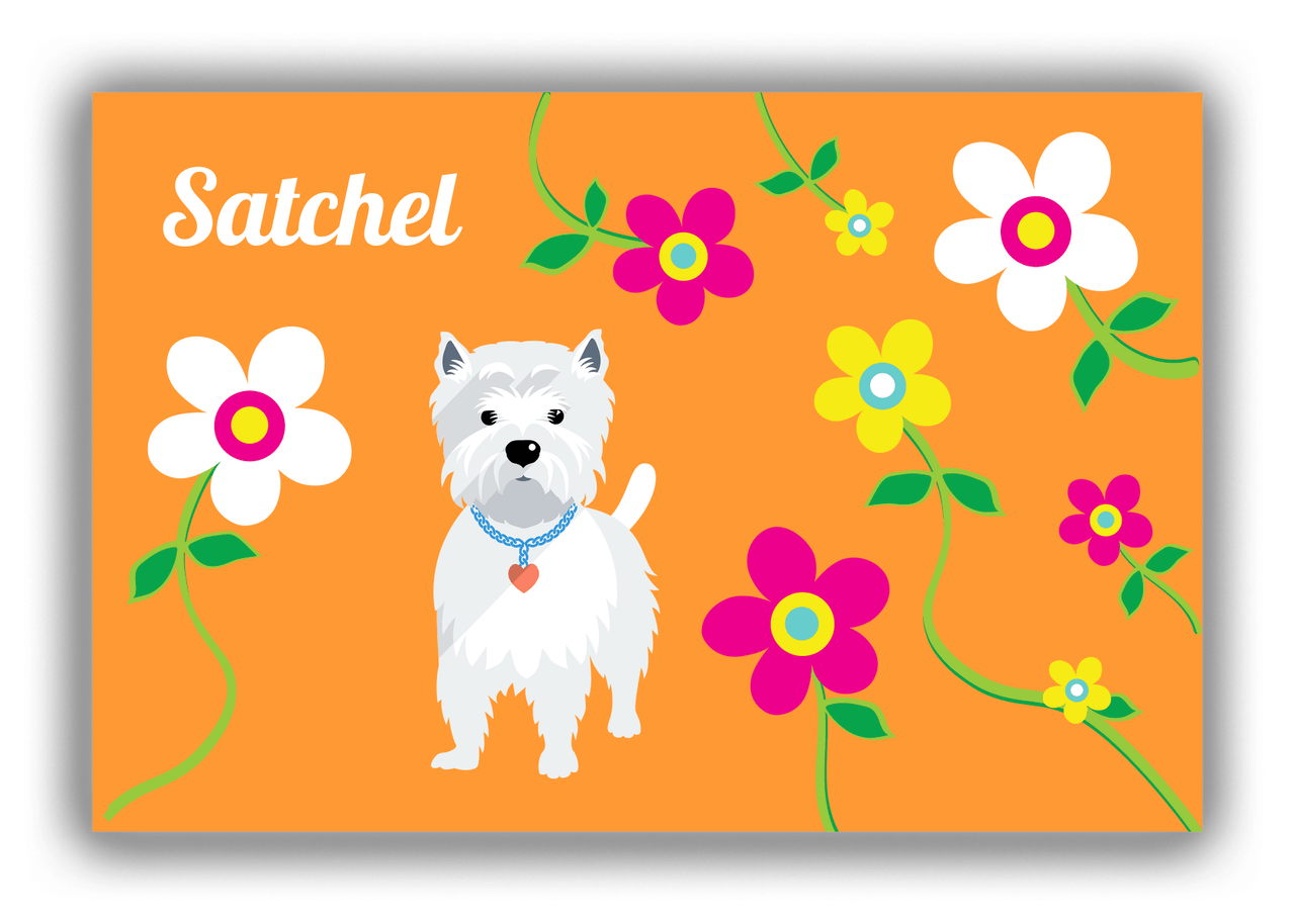 Personalized Dogs Canvas Wrap & Photo Print XXV - Orange Background - Westie - Front View