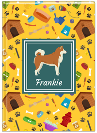Thumbnail for Personalized Dogs Journal VI - Yellow Background - Akita Inu - Front View