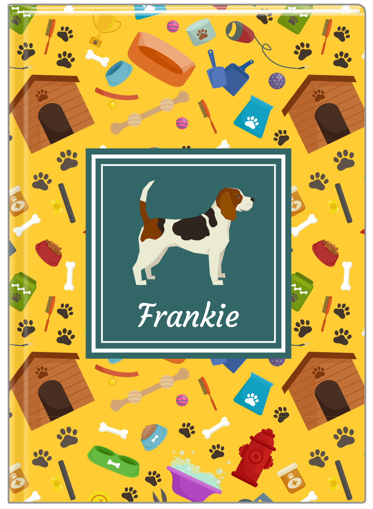 Personalized Dogs Journal VI - Yellow Background - Beagle - Front View