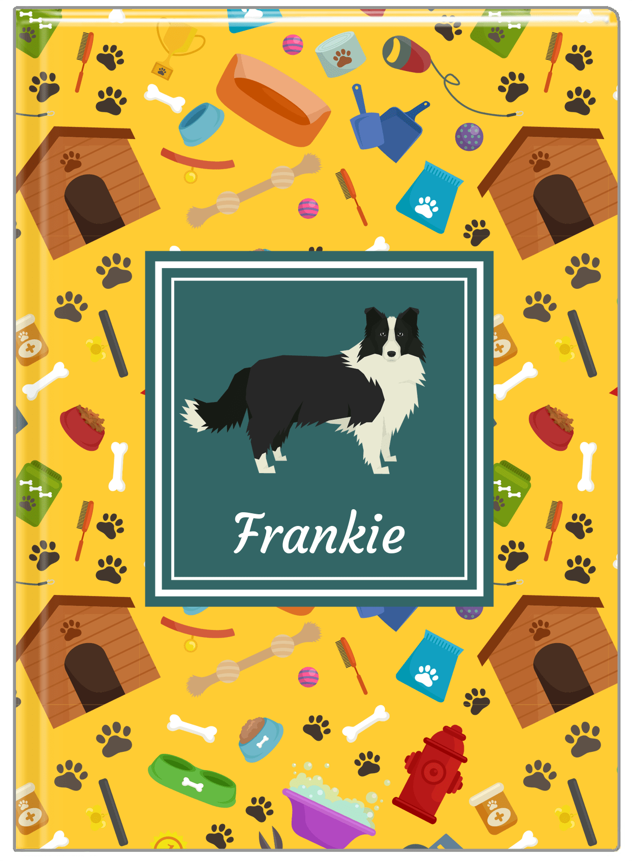 Personalized Dogs Journal VI - Yellow Background - Border Collie - Front View
