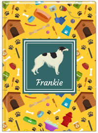 Thumbnail for Personalized Dogs Journal VI - Yellow Background - Borzoi - Front View