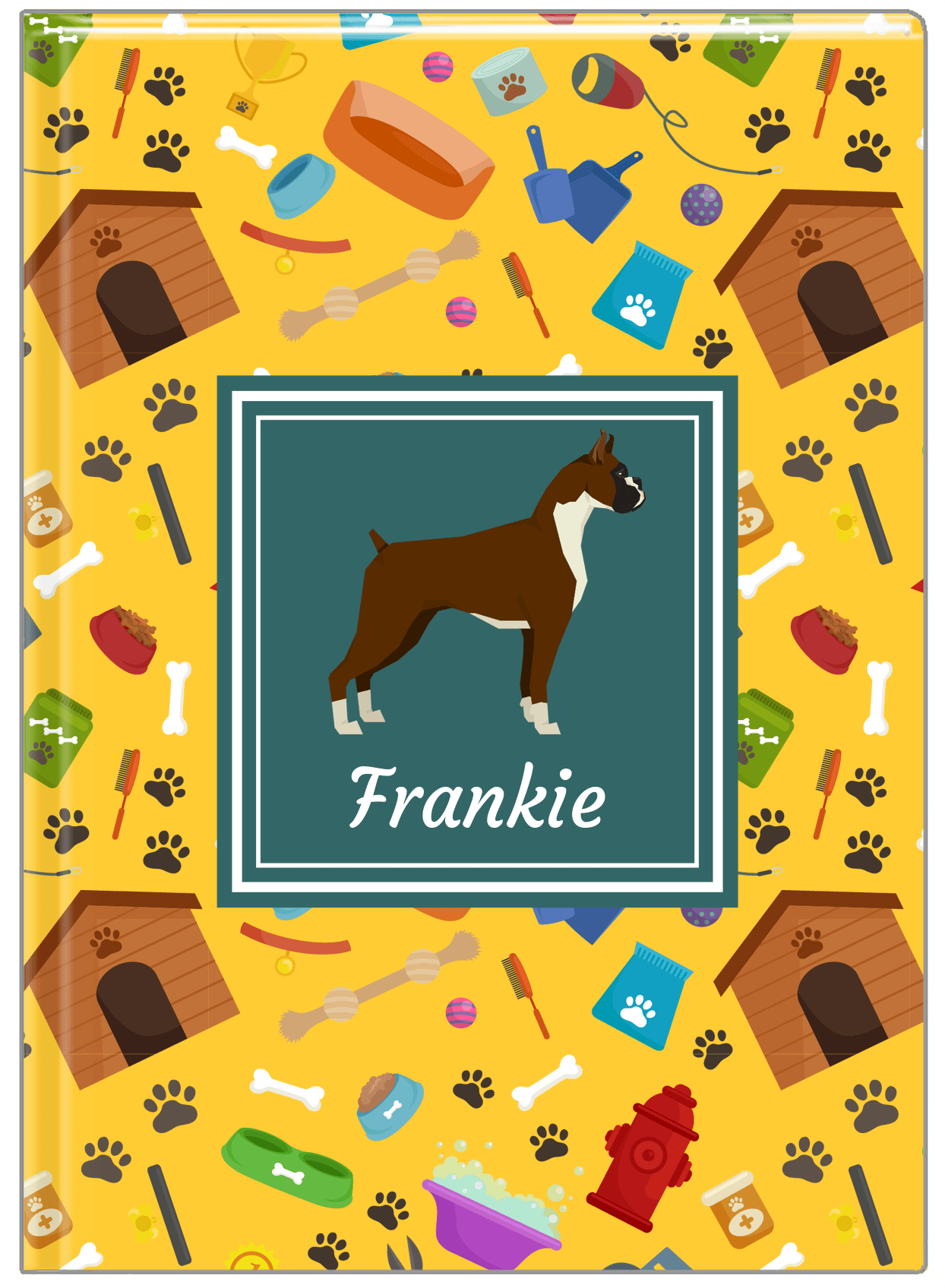 Personalized Dogs Journal VI - Yellow Background - Boxer - Front View