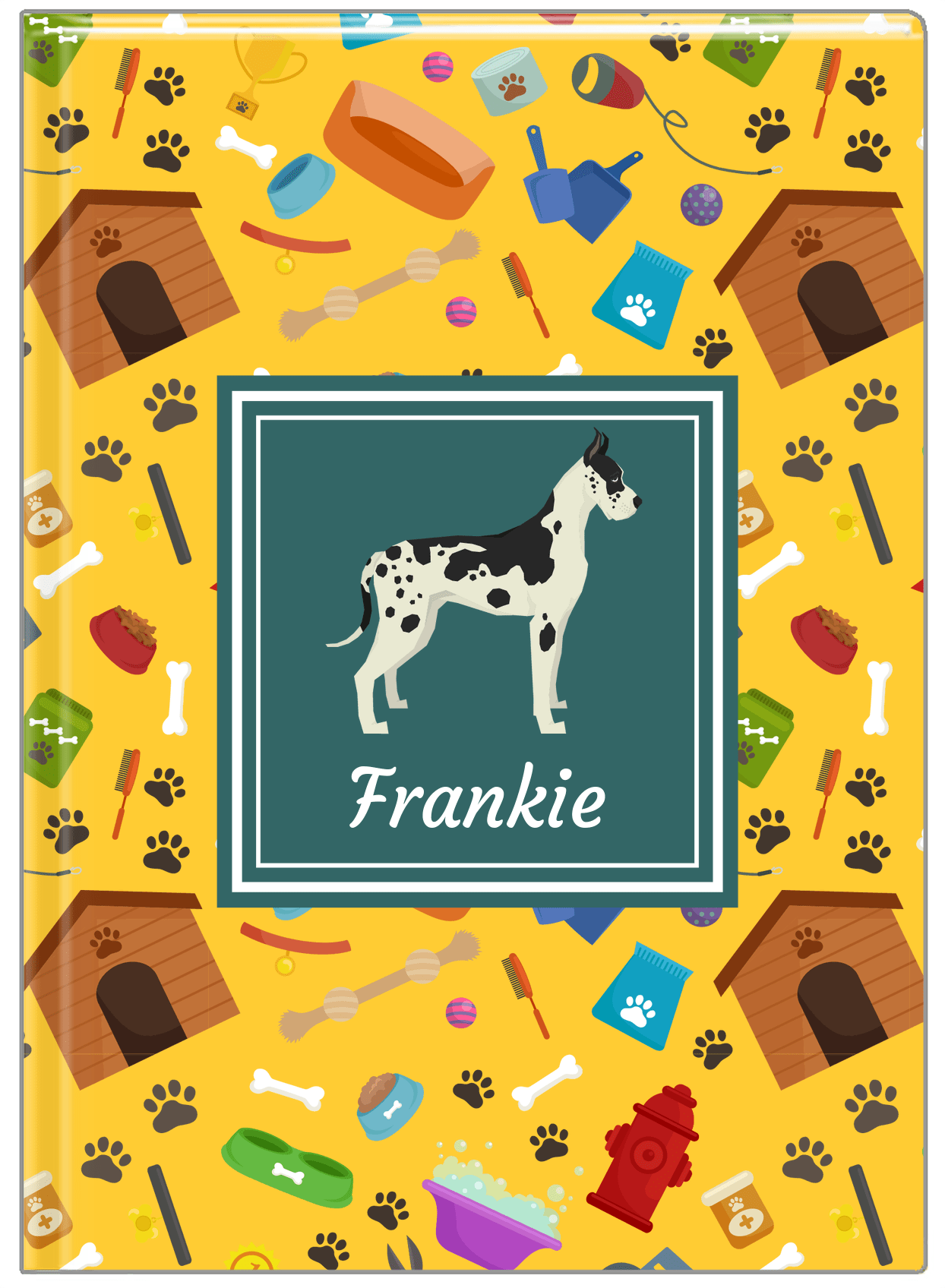 Personalized Dogs Journal VI - Yellow Background - Great Dane - Front View