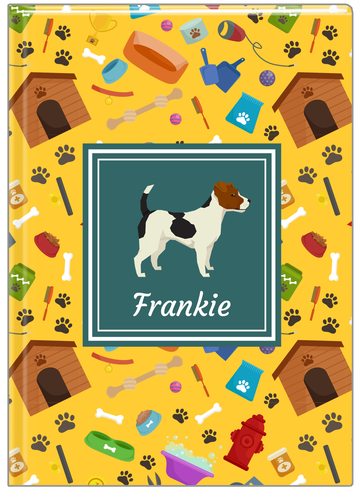 Personalized Dogs Journal VI - Yellow Background - Jack Russell Terrier - Front View
