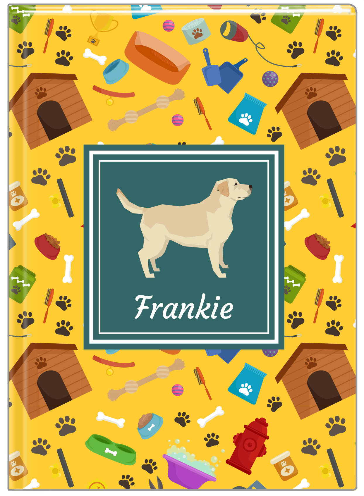 Personalized Dogs Journal VI - Yellow Background - Labrador Retriever - Front View