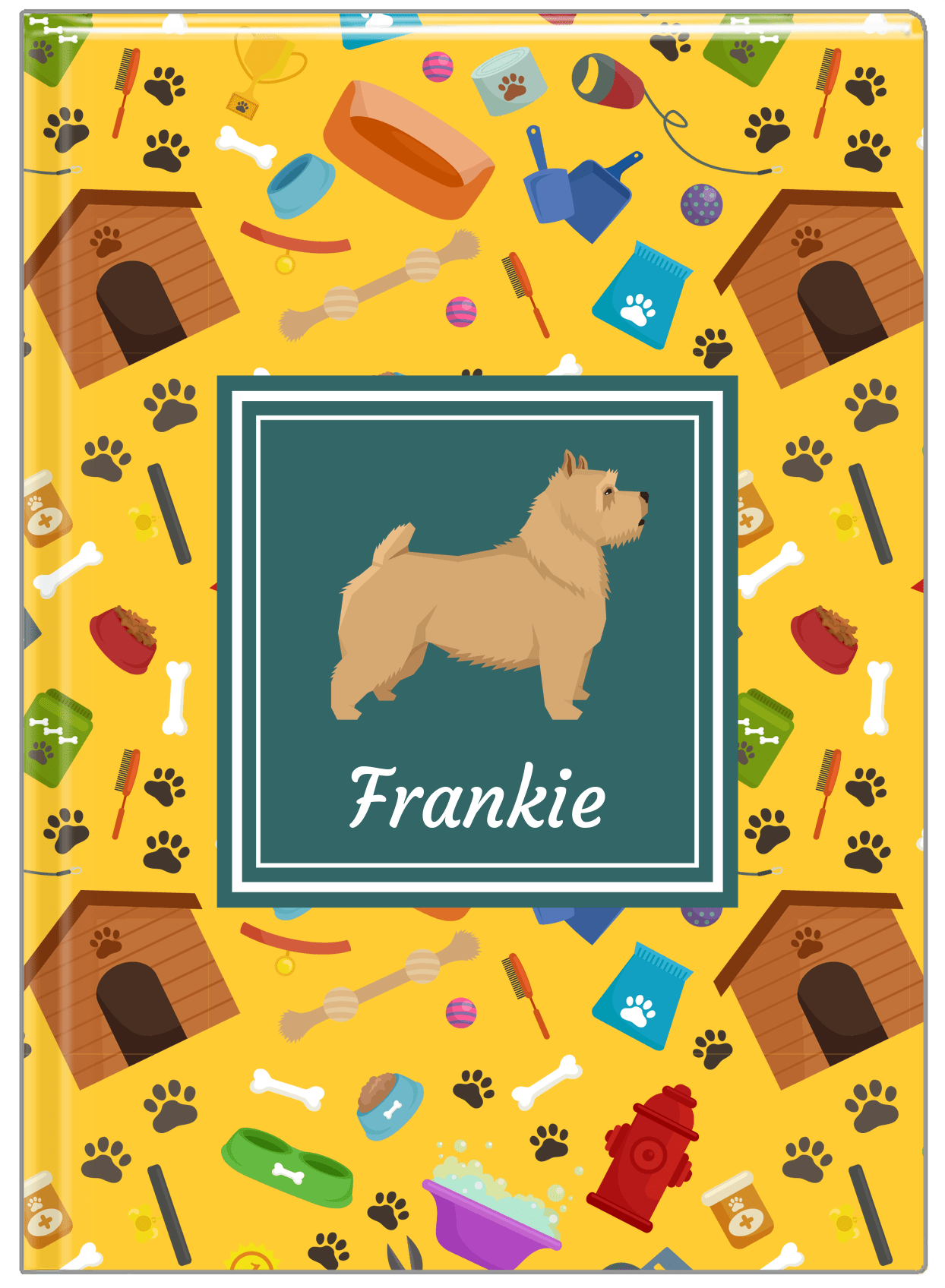 Personalized Dogs Journal VI - Yellow Background - Norwich Terrier - Front View