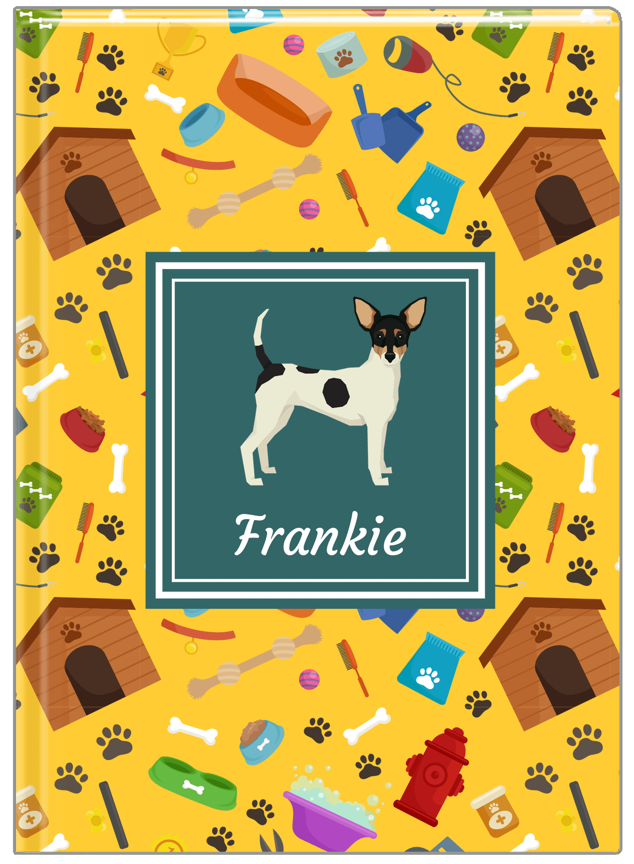 Personalized Dogs Journal VI - Yellow Background - Toy Fox Terrier - Front View
