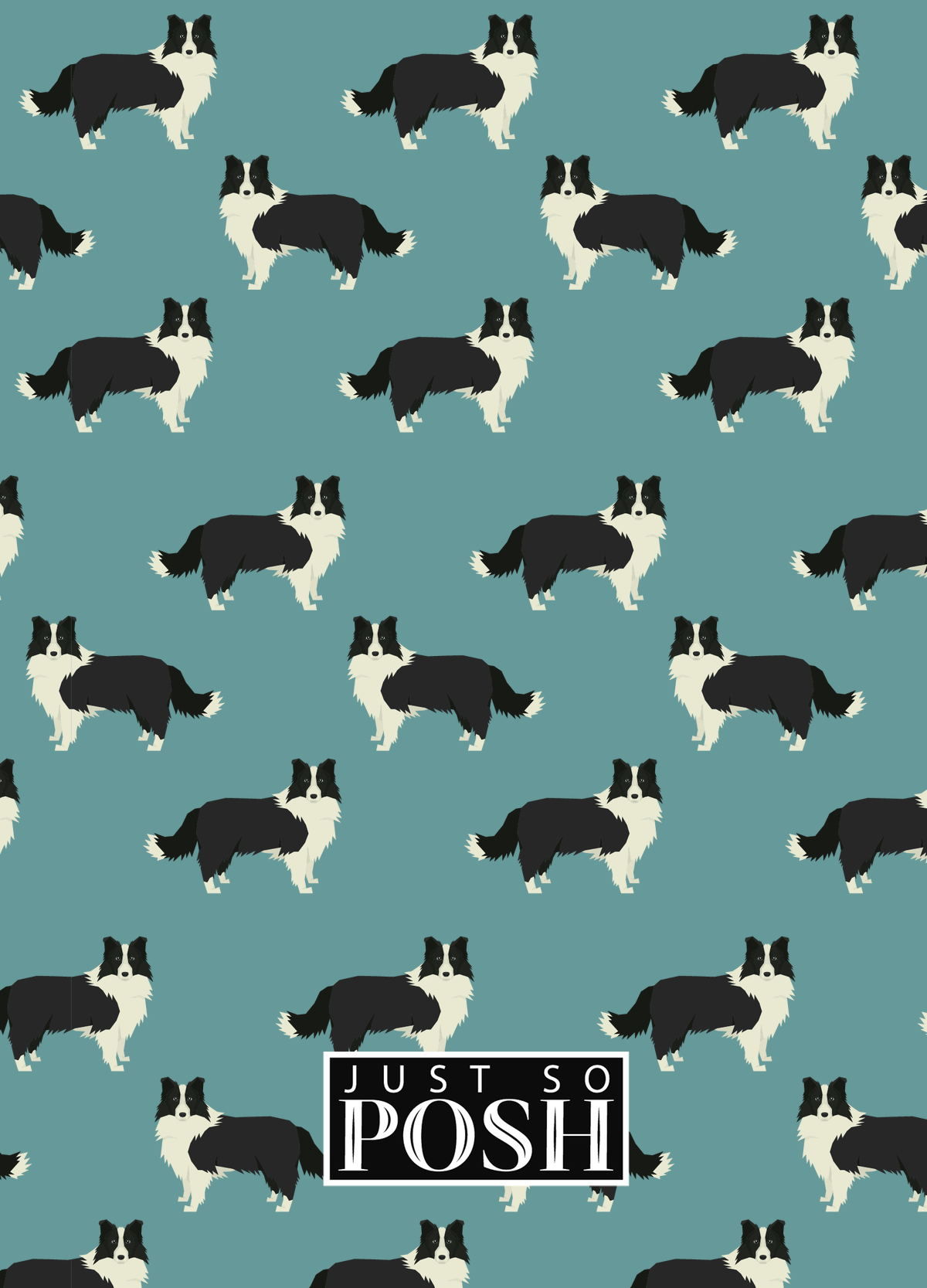 Personalized Dogs Journal IX - Teal Background - Border Collie - Back View