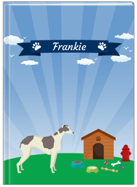 Thumbnail for Personalized Dogs Journal XXII - Blue Background - Greyhound - Front View