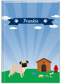 Thumbnail for Personalized Dogs Journal XXII - Blue Background - Pug - Front View