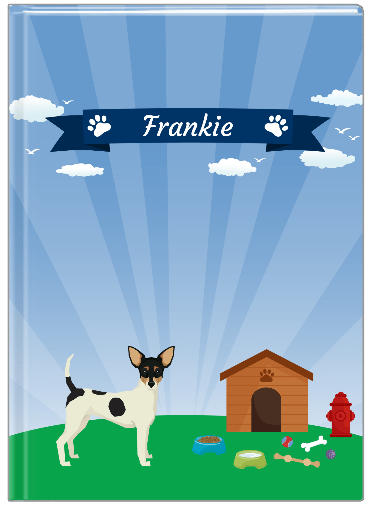Personalized Dogs Journal XXII - Blue Background - Toy Fox Terrier - Front View