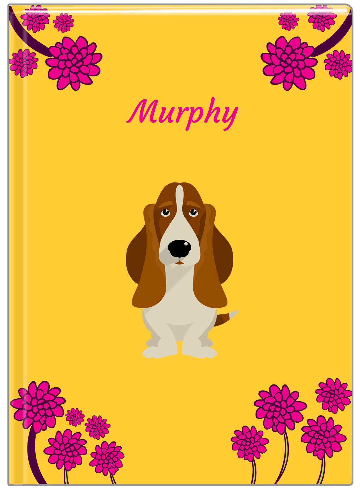 Personalized Dogs Journal XXIII - Yellow Background - Basset Hound - Front View